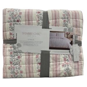 Shabby Chic Full/Queen Cotton Reversible Floral Multicolor Quilt Set 88”x92”